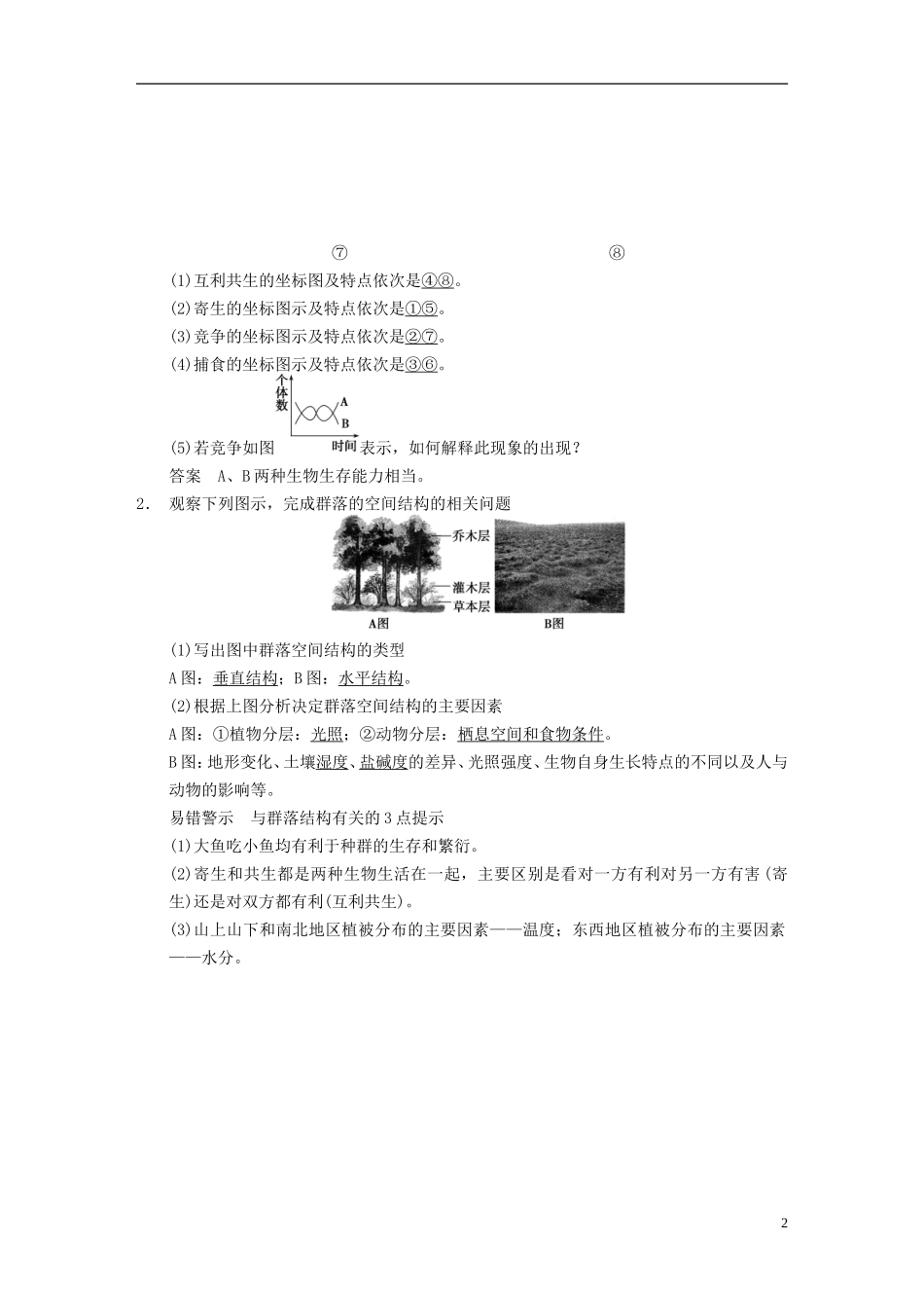 【步步高】2015届高考生物一轮复习 第九单元 第31讲 群落的结构与演替教学案 苏教版 _第2页