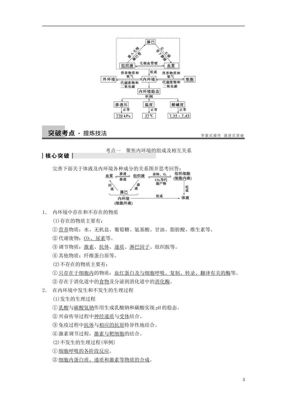 【步步高】（广东专用）2014高考生物一轮复习 第八单元 第26讲人体的内环境与稳态学案 新人教版_第3页