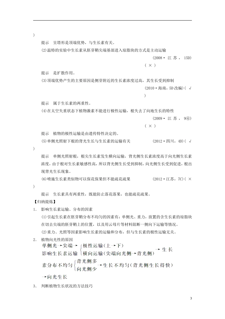 【步步高】（福建专用）2014高考生物二轮复习 专题突破五 第3讲 植物的激素调节教学案_第3页