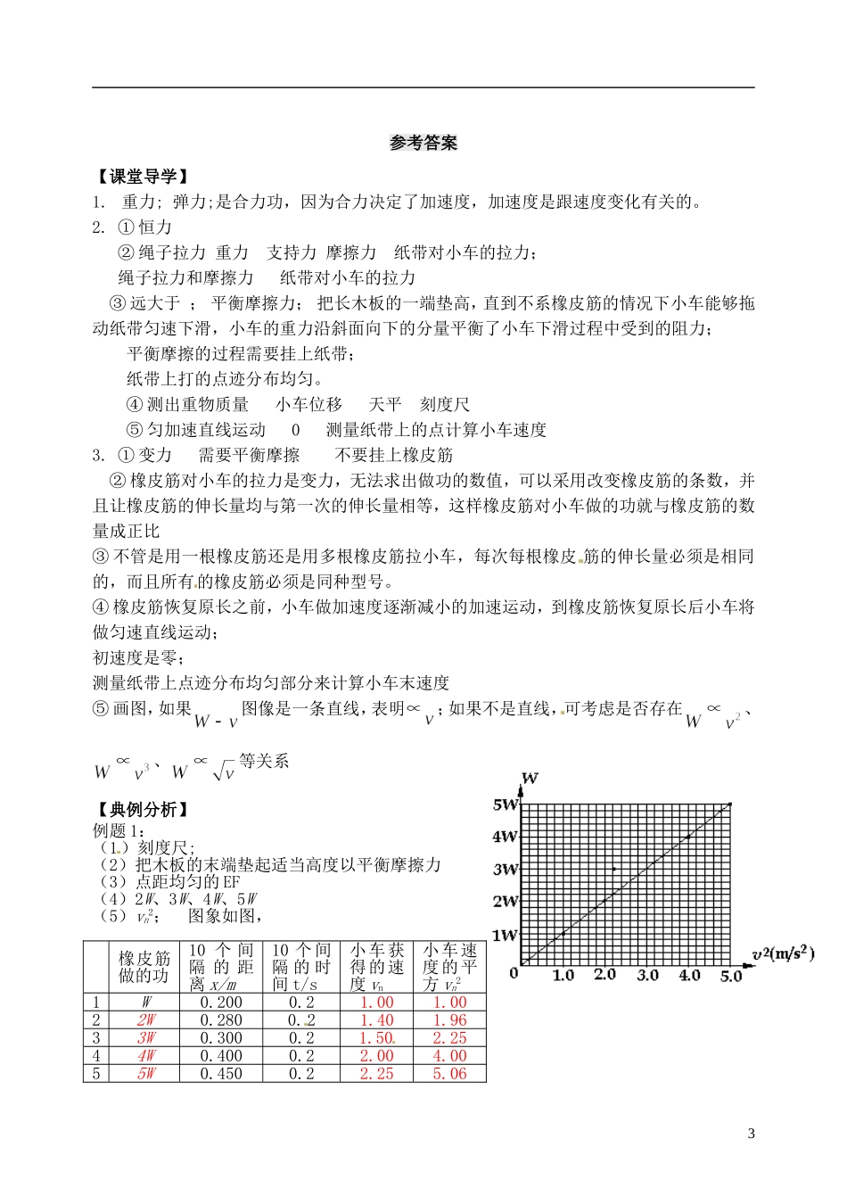 【浙江版】2013年高中物理 7.6探究功与速度变化的关系学案 新人教版必修2_第3页