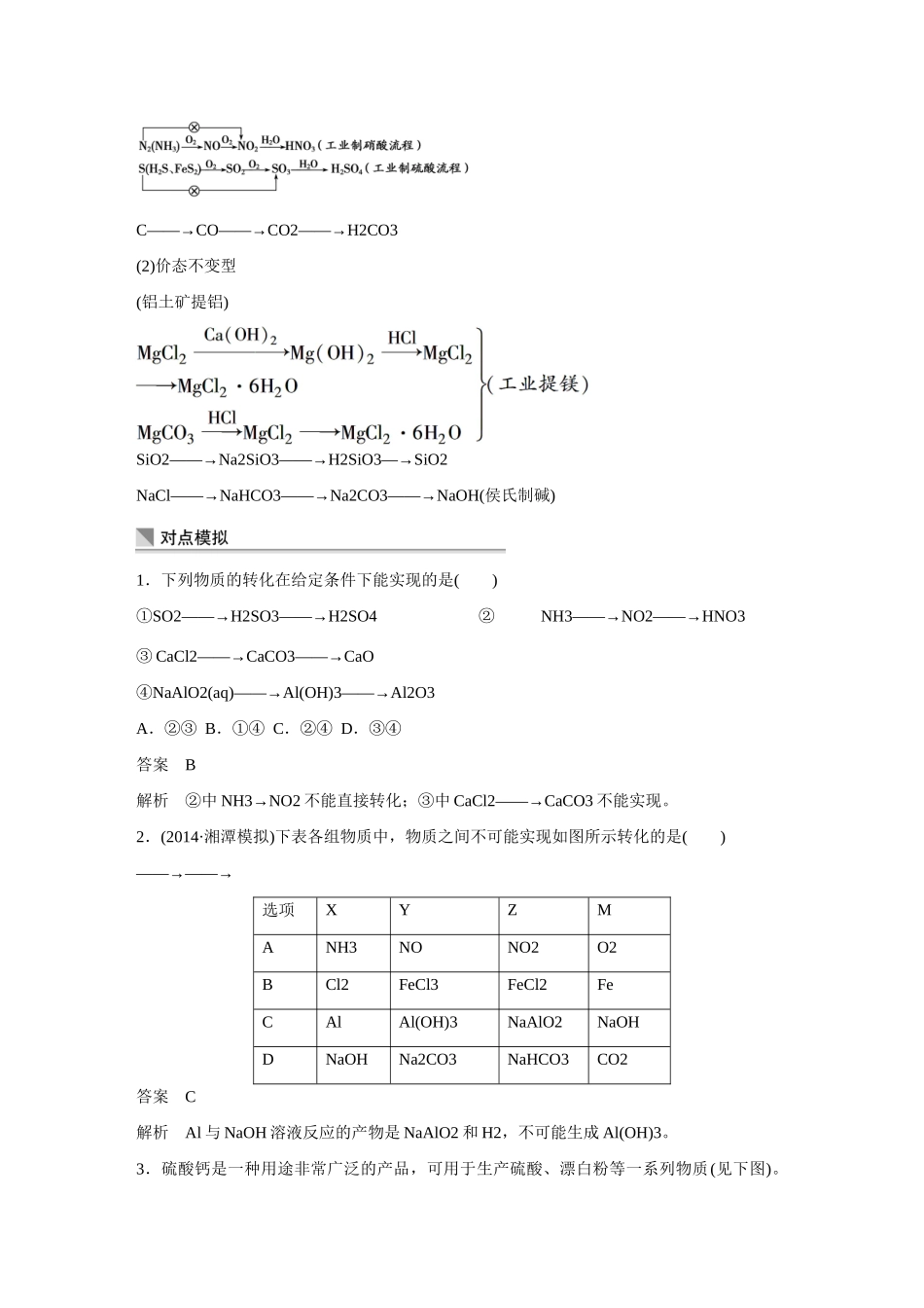 【步步高】（考前三个月）2015高考化学 第一部分 专题4 常见无机物的综合应用学案12_第3页