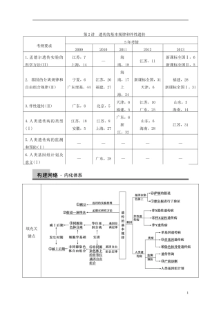 【步步高】（福建专用）2014高考生物二轮复习 专题突破四 第2讲 遗传的基本规律和伴性遗传教学案