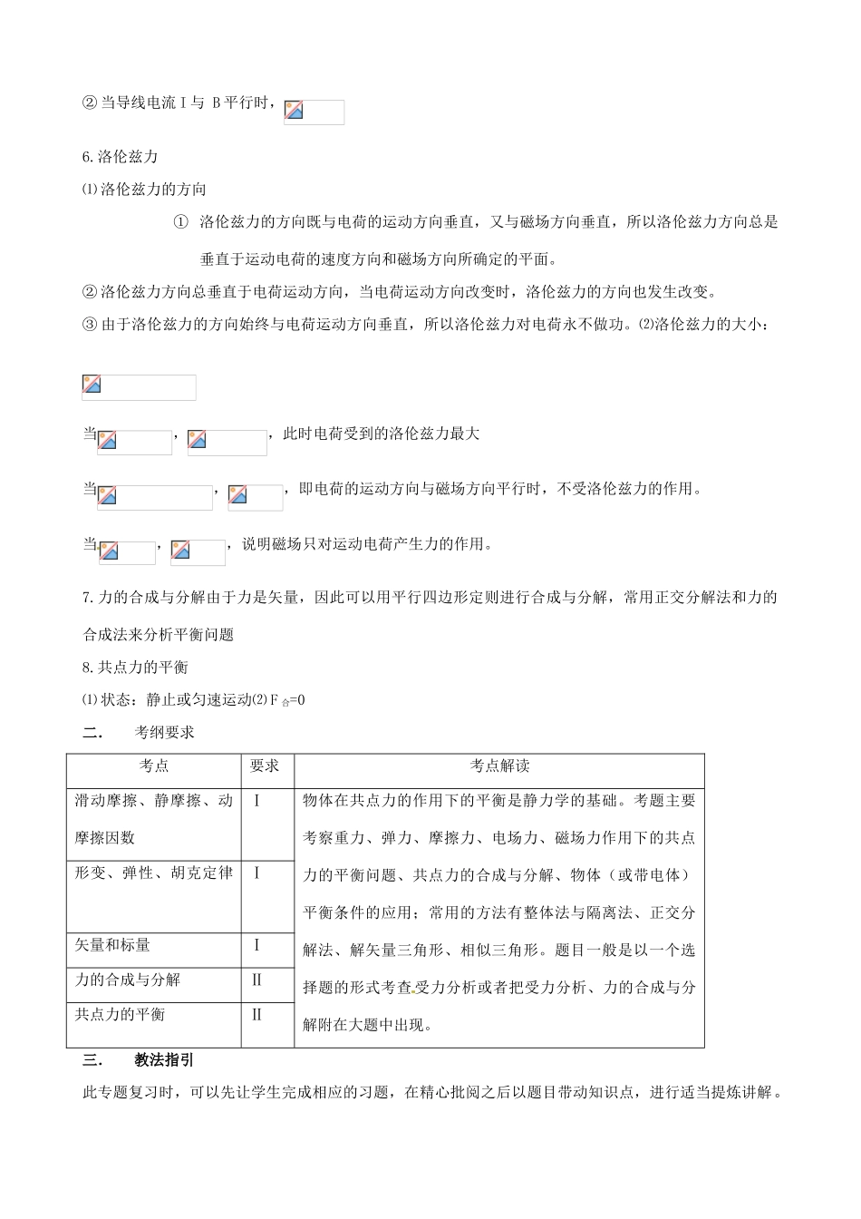 【第二波强势归来】2013届高考物理二轮冲刺 专题一 力与物体的平衡复习教案_第2页