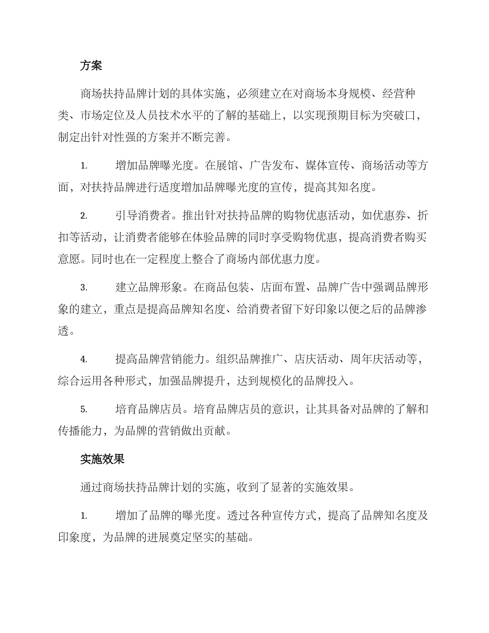 商场扶持品牌计划方案_第2页