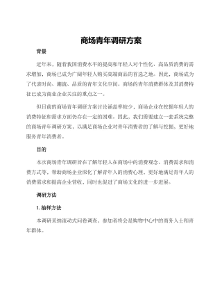 商场青年调研方案