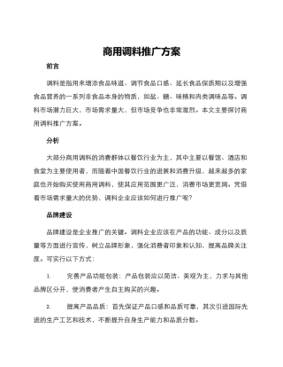 商用调料推广方案