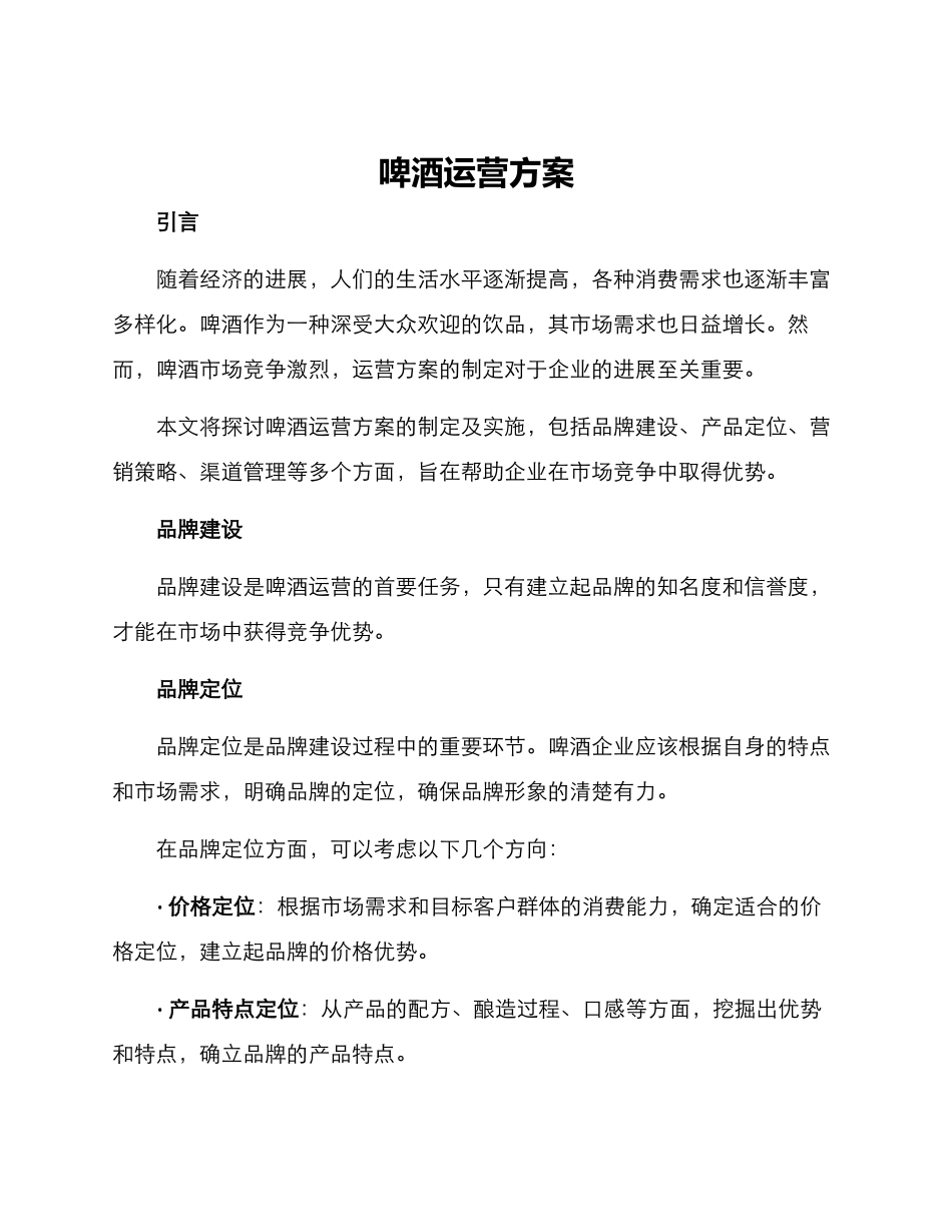啤酒运营方案_第1页
