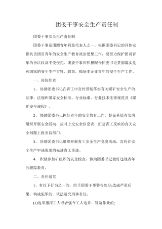 团委干事安全生产责任制
