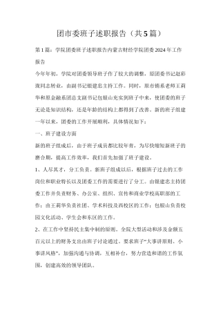 团市委班子述职报告（共5篇）