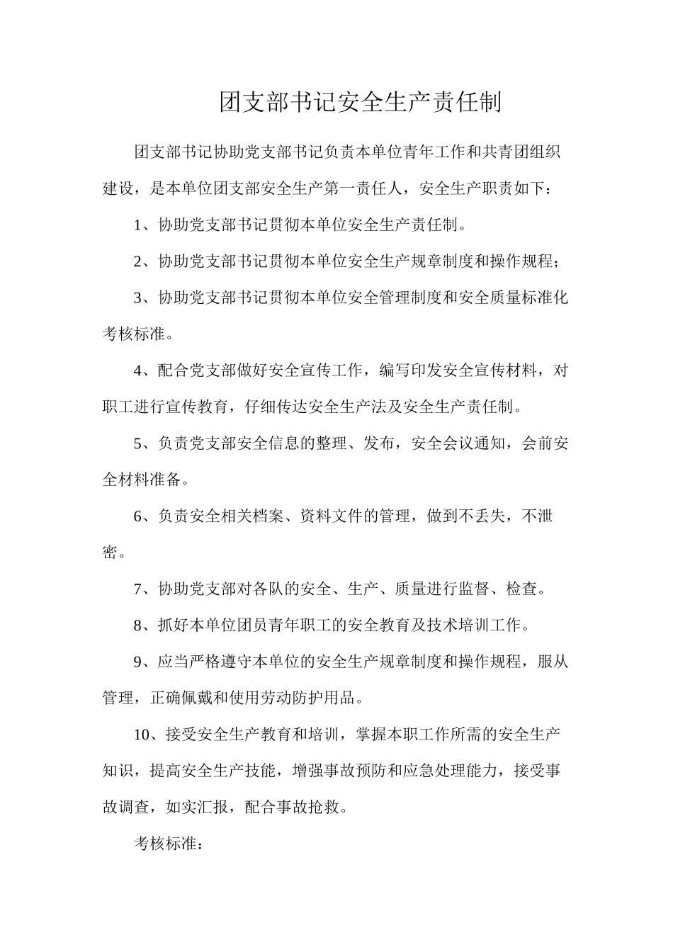 团支部书记安全生产责任制_第1页