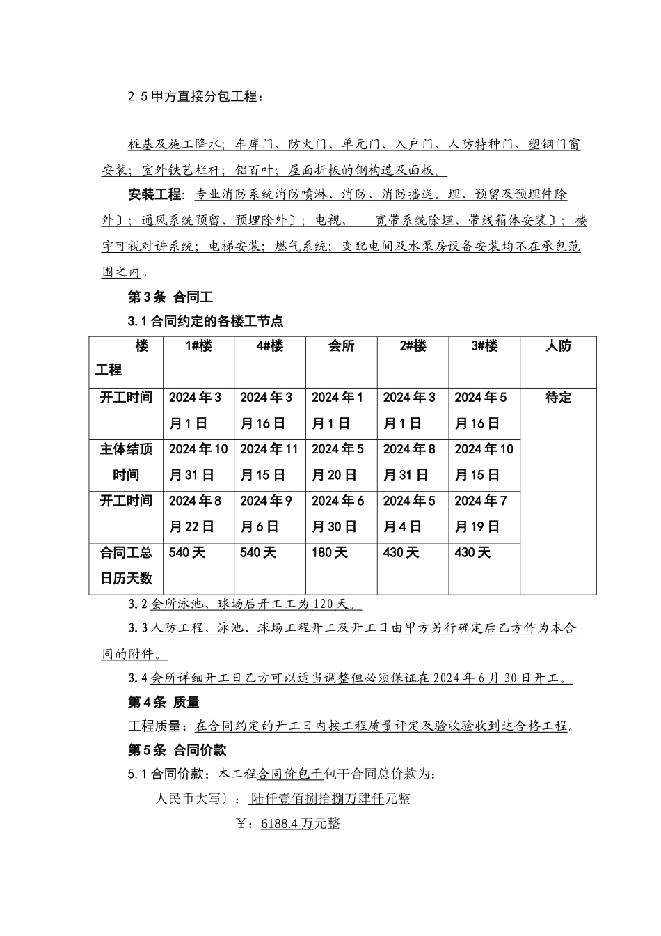 圣菲城一期工程施工合同协议书_第2页