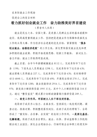 在全市就业工作经验交流会上的发言材料(修正)
