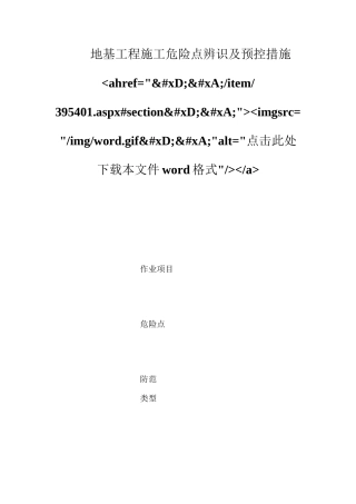 地基工程施工危险点辨识及预控措施ahref=&#xD;&#xA;item395401.aspx#section&#xD;&#xA;imgsrc=imgword.gif&#xD;&#xA;alt=点击此处下载本文件word格式a