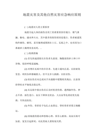 地震灾害及其他自然灾害应急响应原则