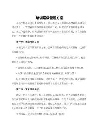 培训层级管理方案