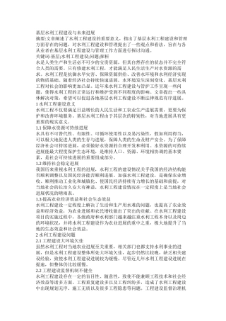 基层水利工程建设与未来发展