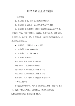 塔吊专项安全监理细则