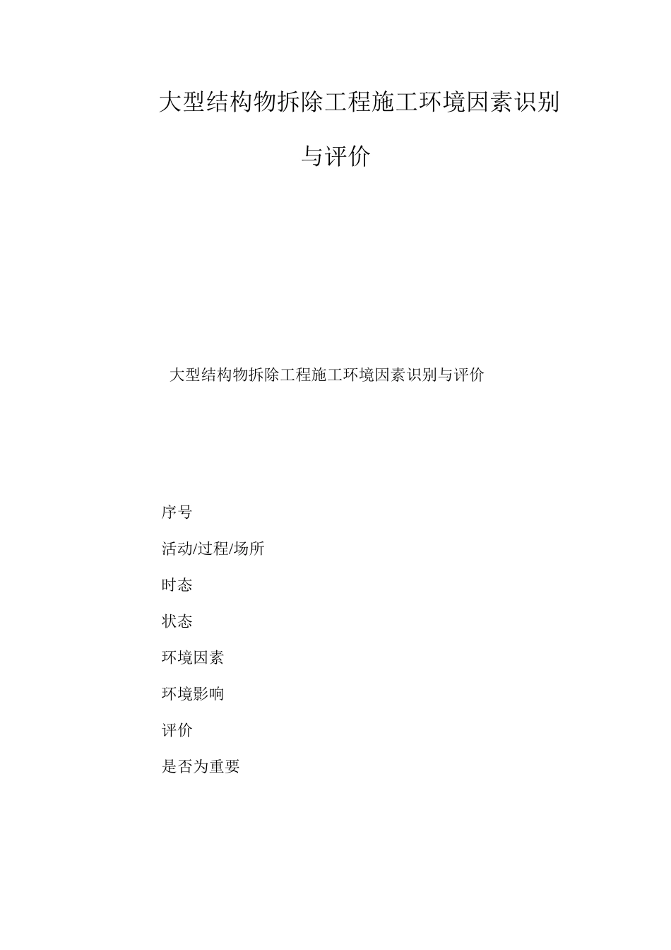 大型结构物拆除工程施工环境因素识别与评价 _第1页