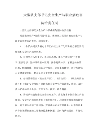 大型队支部书记安全生产与职业病危害防治责任制