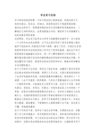 大学毕业生实习总结2