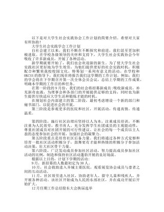 大学生社会实践社工作计划