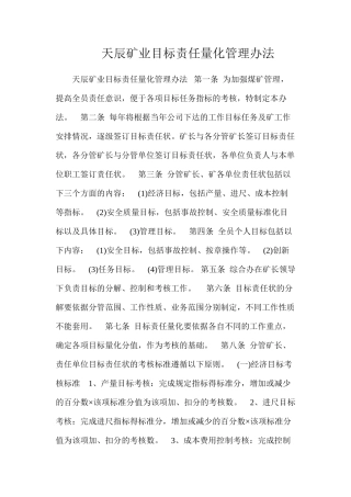 天辰矿业目标责任量化管理办法