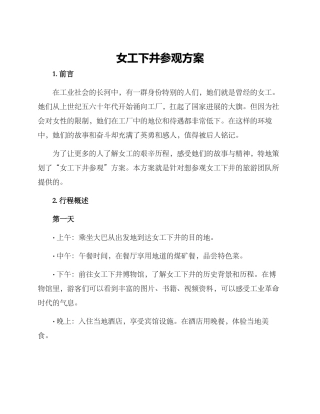 女工下井参观方案