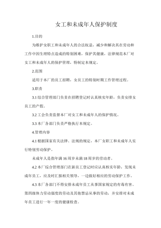 女工和未成年人保护制度