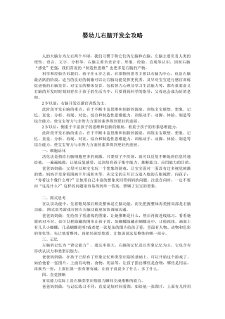 婴幼儿右脑智力开发全攻略