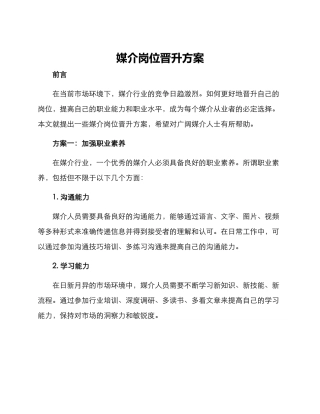 媒介岗位晋升方案