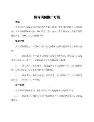 媒介项目推广方案