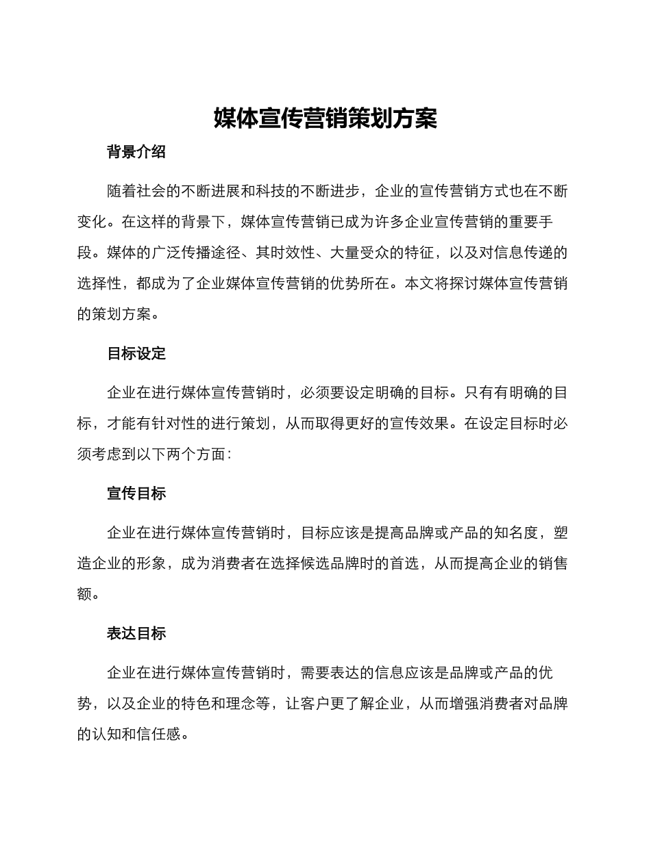 媒体宣传营销策划方案_第1页