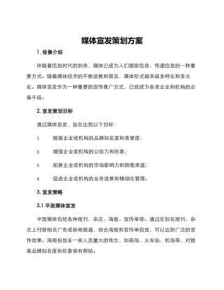 媒体宣发策划方案