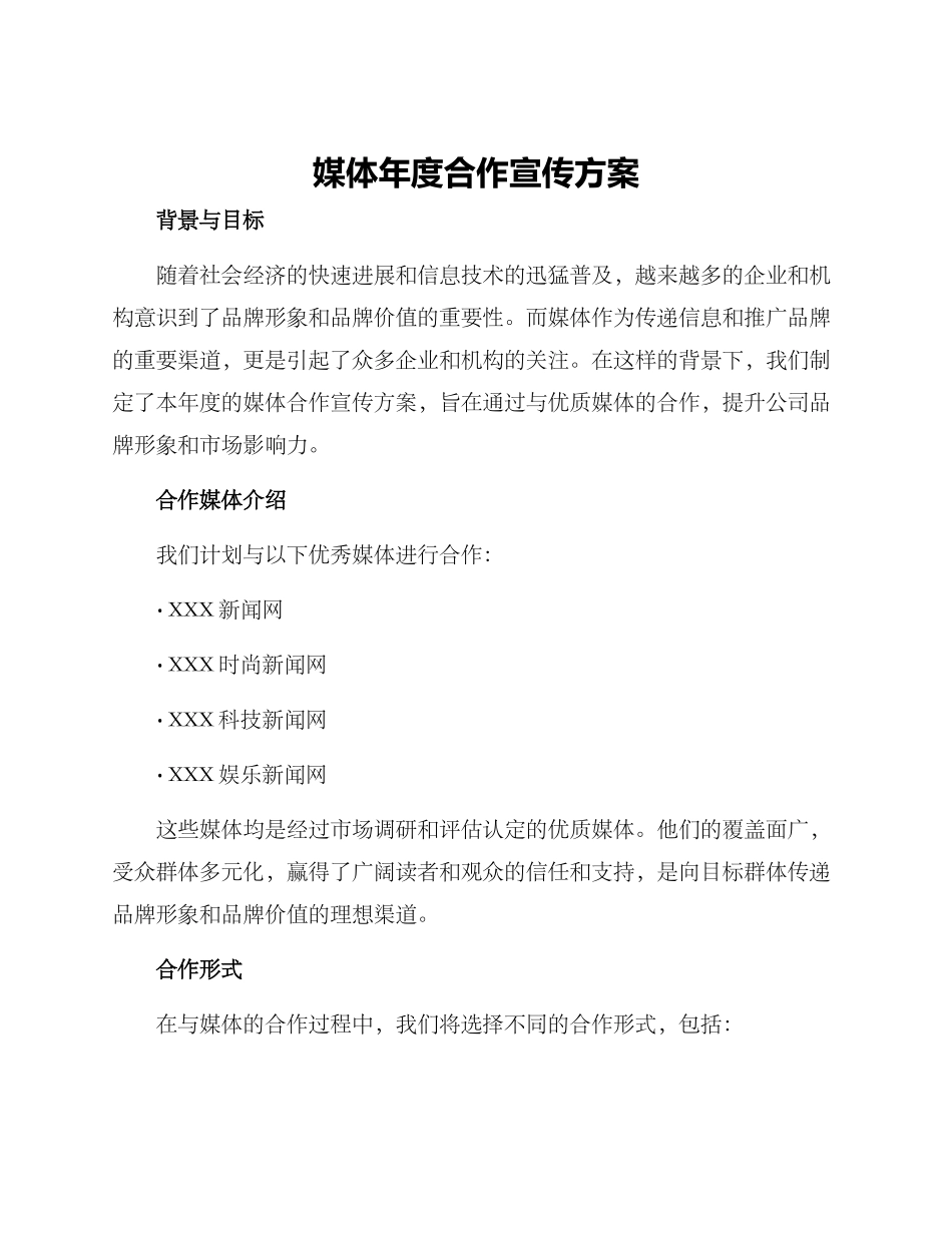 媒体年度合作宣传方案_第1页