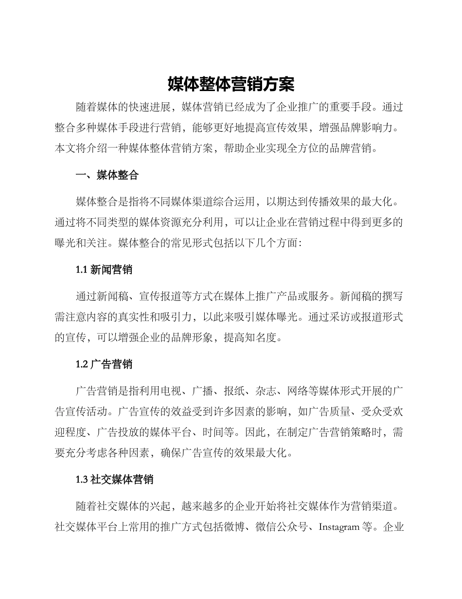 媒体整体营销方案_第1页