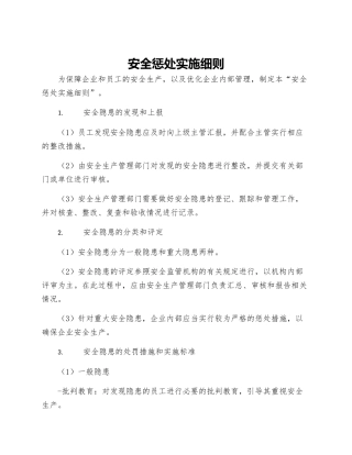 安全惩罚实施细则
