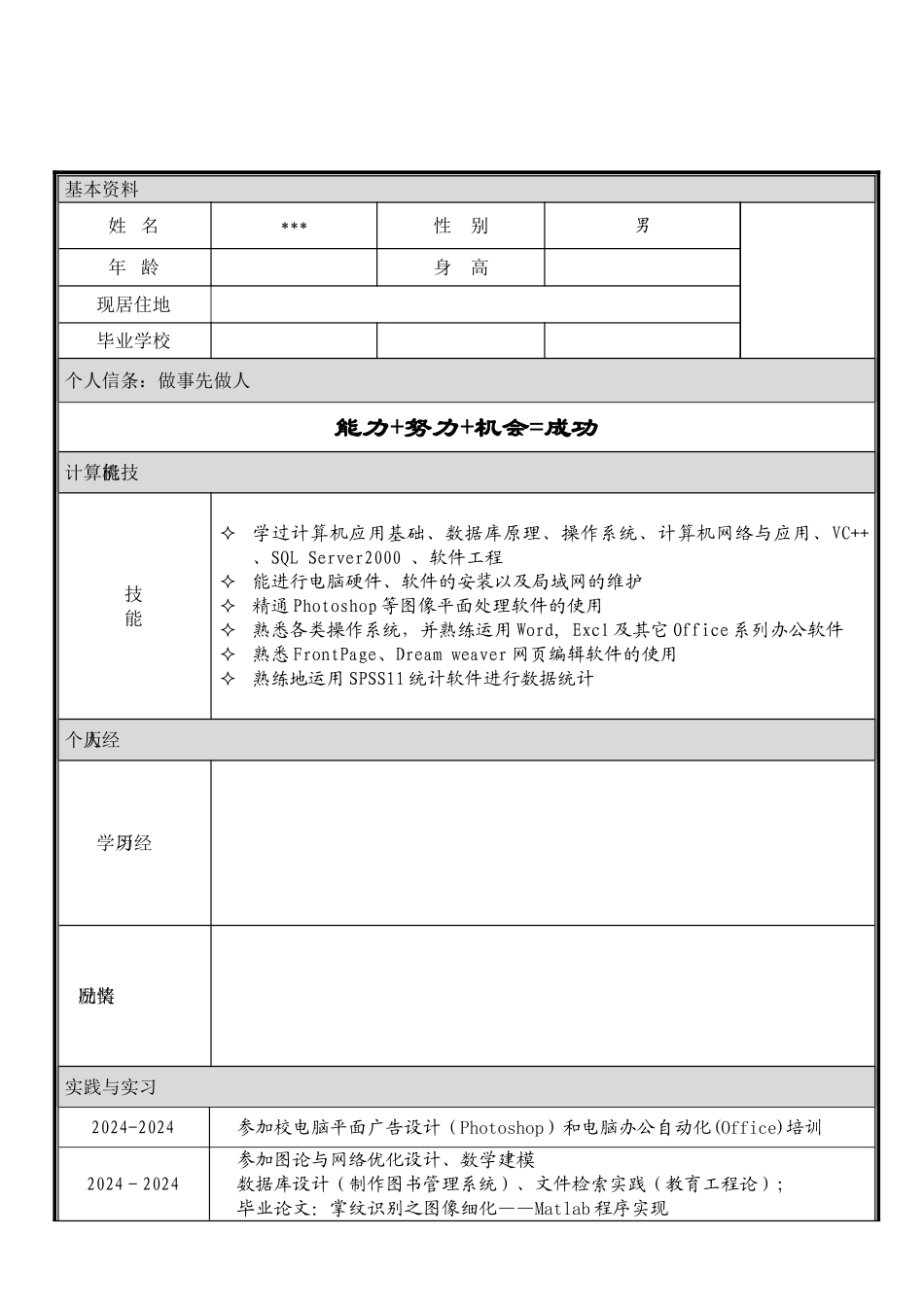 实用个人简历模板02_第3页