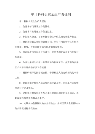 审计科科长安全生产责任制