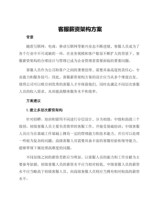 客服薪资架构方案