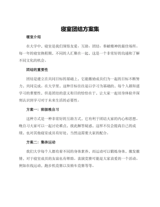 寝室团结方案集