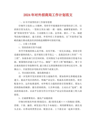 对外招商局工作计划范文