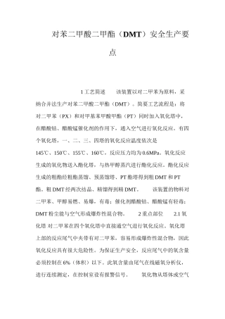 对苯二甲酸二甲酯（DMT）安全生产要点