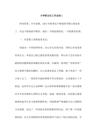 小学班主任工作总结(2篇)