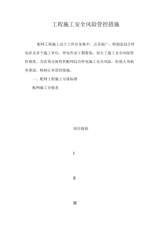 工程施工安全风险管控措施 