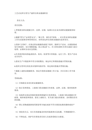 工艺研究所分管生产副所长职业健康职责