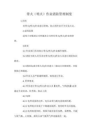 带火（明火）作业消防管理制度
