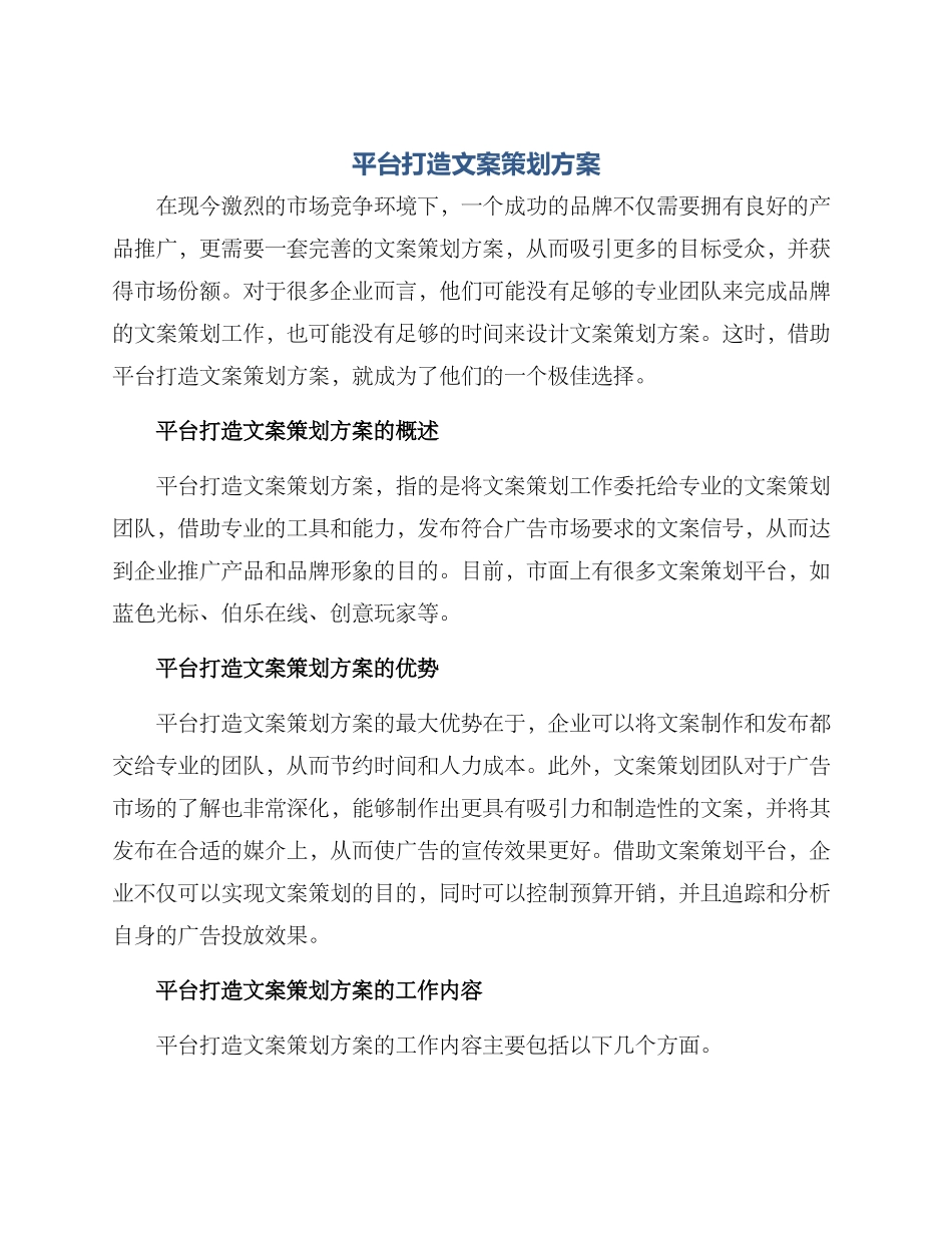 平台打造文案策划方案_第1页