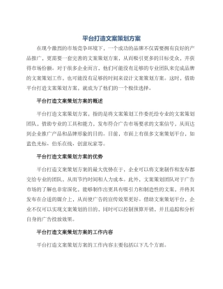 平台打造文案策划方案