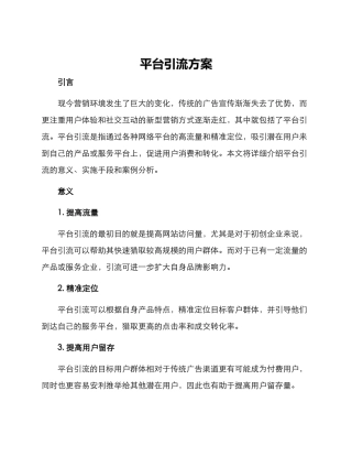 平台引流方案