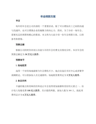 年会预算方案